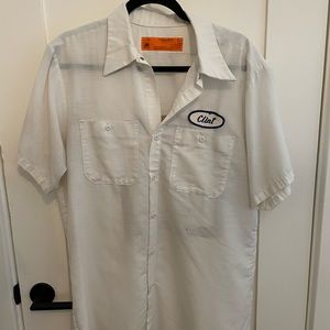 White Short Sleeve Vintage Work Shirt Large